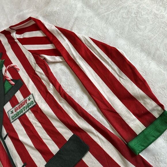Faux Real Mans Striped Suit and Tie Ugly Christmas Sweater Tshirt Size XL - Picture 4 of 11